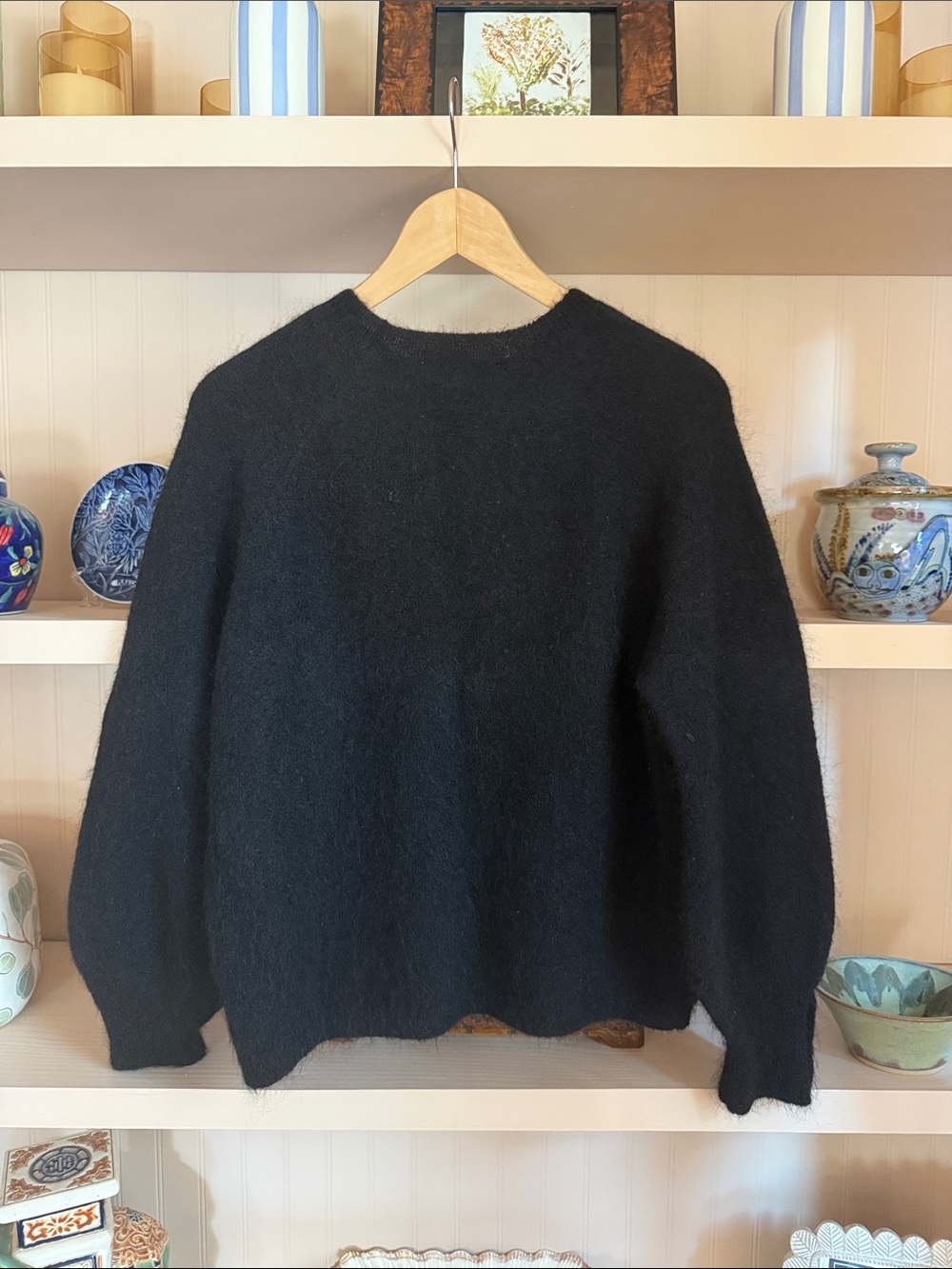 Sezane Louise Black Crewneck Mohair Blend Sweater - Picture 3 of 5